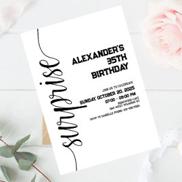 Invitación cumpleaños negro y blanco minimalista