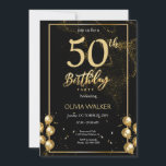 Invitación Cumpleaños negro y oro<br><div class="desc">Invitación a los cumpleaños en negro y oro, </div>