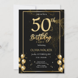 Invitación Cumpleaños negro y oro