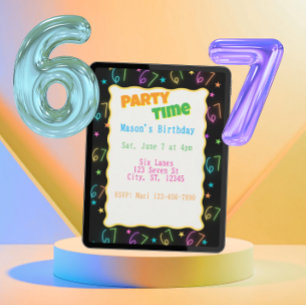 Invitación Cumpleaños Neon Seis Siete