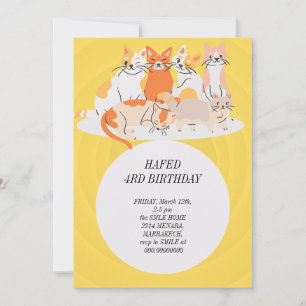 Invitación cumpleaños niña gato chicas gatos gatito linda inv