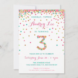 Invitación cumpleaños niñas 3 años fiesta de cumpl
