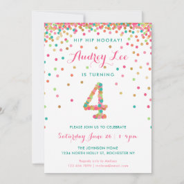 Invitación cumpleaños niñas 4 años fiesta de cumpl