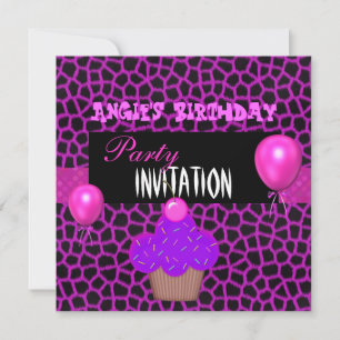 Invitación Cumpleaños Niñas Cupcake Rosa Purpura