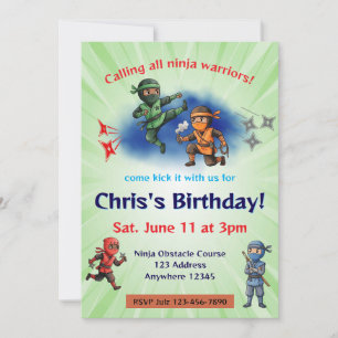 Invitación Cumpleaños Ninja Warrior