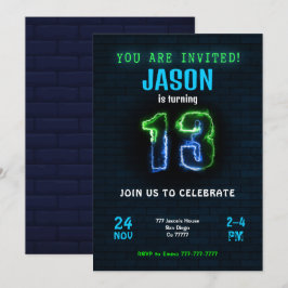 Invitación cumpleaños niño 13 años