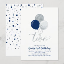 Cumpleaños niño 2 años globos azul marino y plata