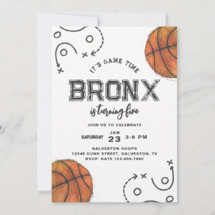 Invitación Cumpleaños Niño Baloncesto Acuarela