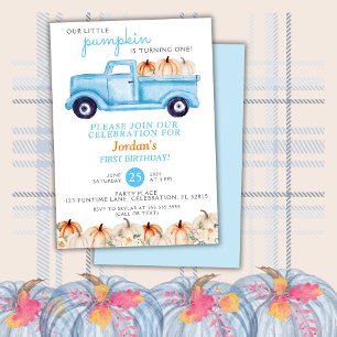 Invitación Cumpleaños Niño Camión Calabacita Azul