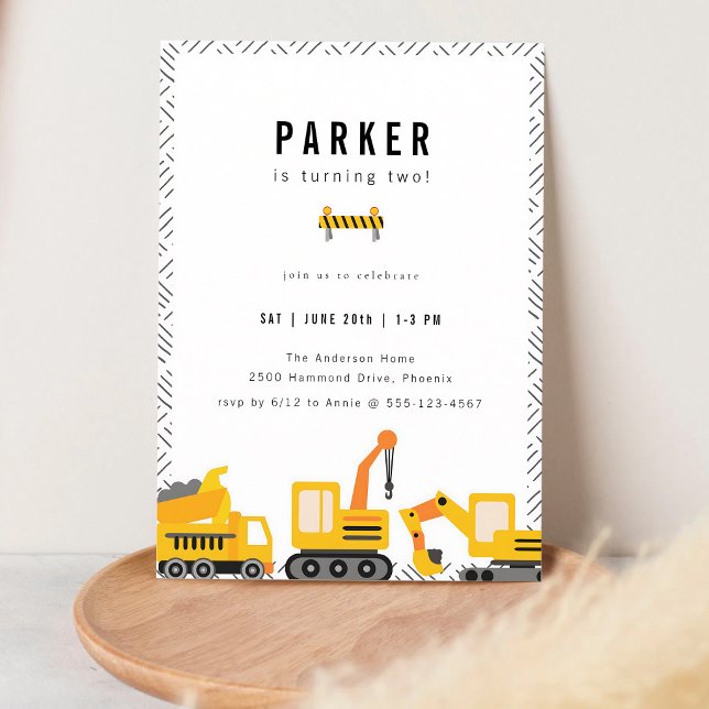 Invitación Cumpleaños Niño Camiones de Construcción (Subido por el creador)