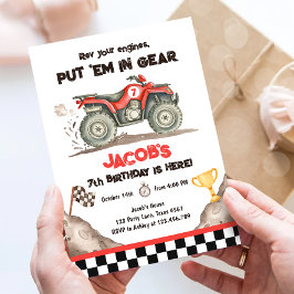 Invitación Cumpleaños niño carreras Quad ATV pista de tierra