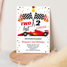 Cumpleaños Niño Coche de Carreras Dos Rápido 2 Cur