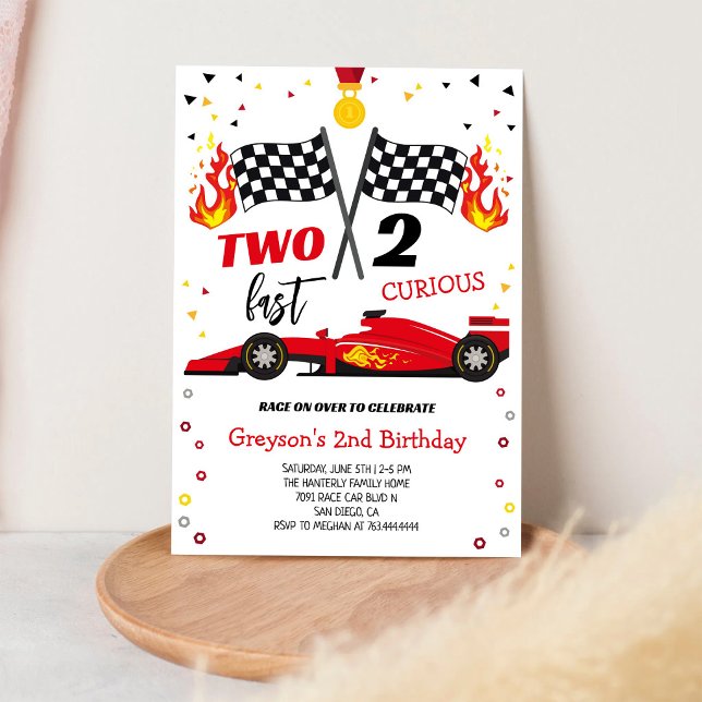 Invitación Cumpleaños Niño Coche de Carreras Dos Rápido 2 Cur (Subido por el creador)