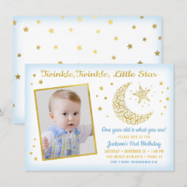 Invitación Cumpleaños Niño Foto Estrella Brillante