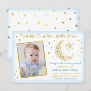 Invitación Cumpleaños Niño Foto Estrella Brillante