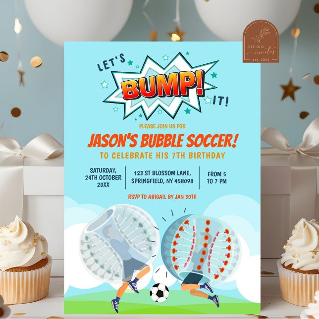 Invitación Cumpleaños niño fútbol burbuja (Subido por el creador)