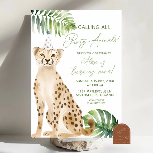 Invitación Cumpleaños niño guepardo sabana (Subido por el creador)