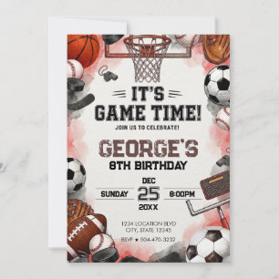 Invitación Cumpleaños niño pelotas deportivas
