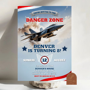 Invitación Cumpleaños Niño Piloto de Avión de Combate de la F