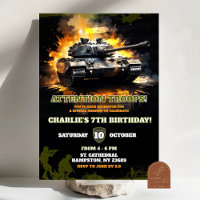 Cumpleaños Niño Soldado de Combate Tanque Camuflaj