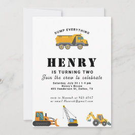 Invitación Cumpleaños Niño Vehículos de Construcción