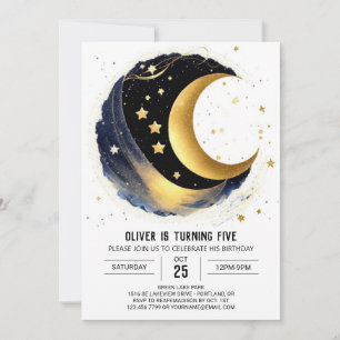Invitación Cumpleaños Noche Cute Starlit