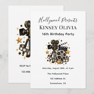Invitación Cumpleaños Noche de Cine de Hollywood
