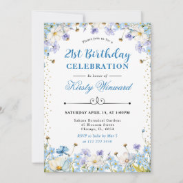 Invitación Cumpleaños Nomeolvides Flores Silvestres Blancas A