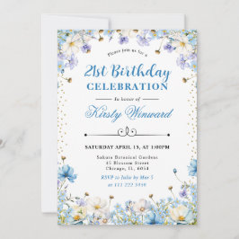 Invitación Cumpleaños Nomeolvides Flores Silvestres Blancas A