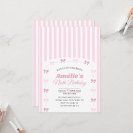 Invitación Cumpleaños noveno lazo Coquette rosa