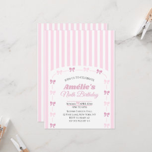 Invitación Cumpleaños noveno lazo Coquette rosa
