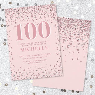 Invitación Cumpleaños número 100 de Rosa Rubor