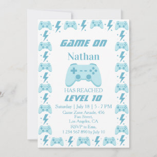 Invitación Cumpleaños número 10 del niño   Fiesta de videojue