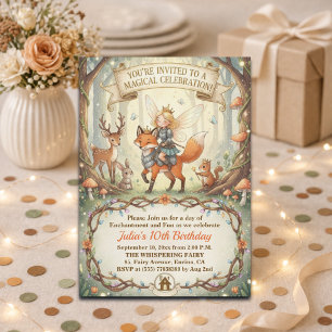 Invitación Cumpleaños número 10 en el bosque mágico de la had