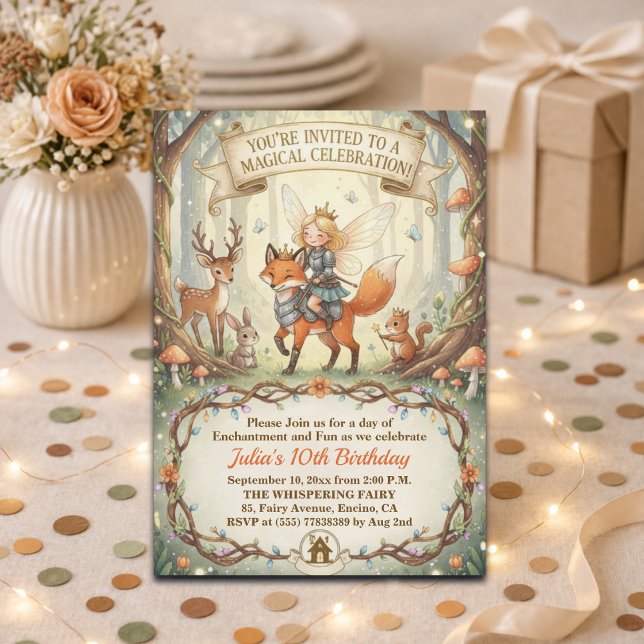 Invitación Cumpleaños número 10 en el bosque mágico de la had (Subido por el creador)