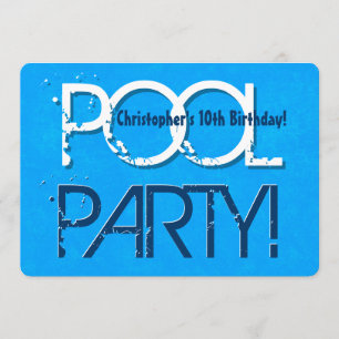 Invitación Cumpleaños número 10 Fiesta de Piscina ¡Guarda la 