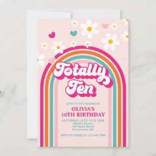 Invitación Cumpleaños número 10 Totally Ten Rainbow