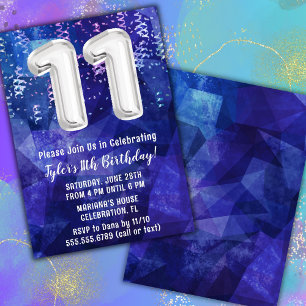 Invitación Cumpleaños número 11 de Boy Blue White