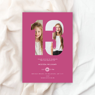 Invitación Cumpleaños número 13 personalizado de chicas con f