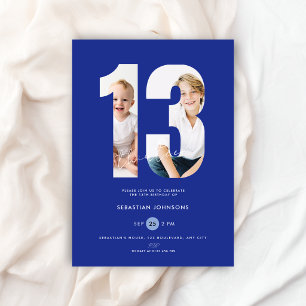 Invitación Cumpleaños número 13 personalizado de niños con fo