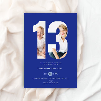 Invitación Cumpleaños número 13 personalizado de niños con fo