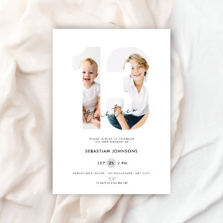Invitación Cumpleaños número 13 personalizado en blanco para
