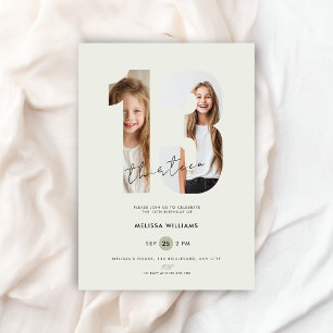 Invitación Cumpleaños número 13 personalizado en verde para c