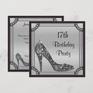 Invitación Cumpleaños número 17 elegante con tacón de aguja p