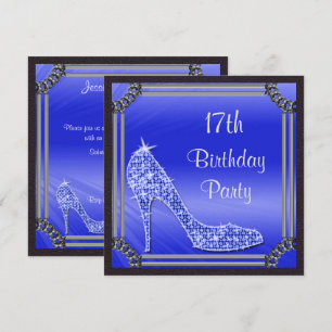 Invitación Cumpleaños número 17 elegante con tacón de plata