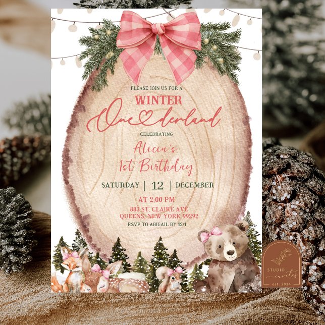 Invitación Cumpleaños número 1 Bosque Invernal Rústico Coquet (Subido por el creador)