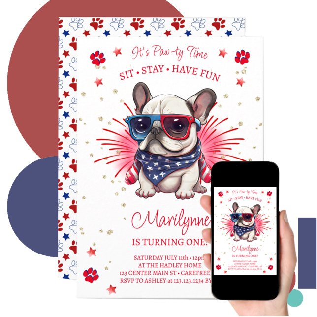 Invitación Cumpleaños número 1 de Dog Let's Pawty (Subido por el creador)