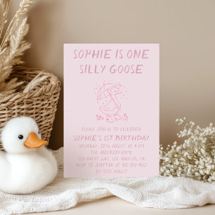 Invitación Cumpleaños número 1 de la chica del ganso tonto ro