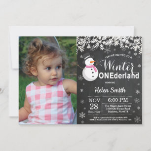 Invitación Cumpleaños número 1 de la niña del muñeco de nieve