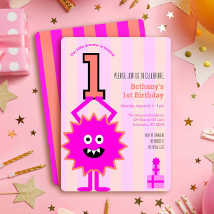 Invitación Cumpleaños número 1 de la pequeña monstruita diver
